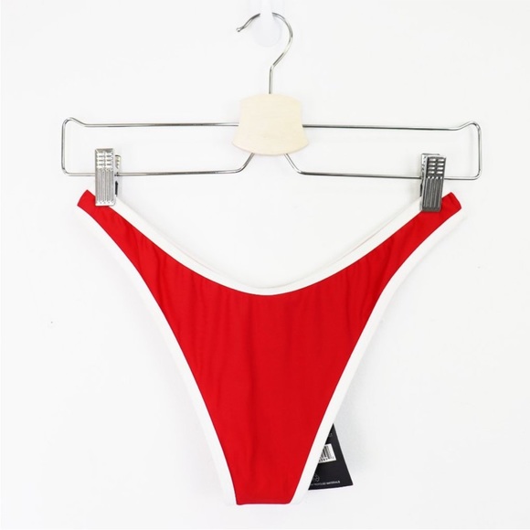 NWT It’s Now Cool 90s Duo Bikini Bottom Swim Bathing Suit | Red White Contrast M - Picture 4 of 7